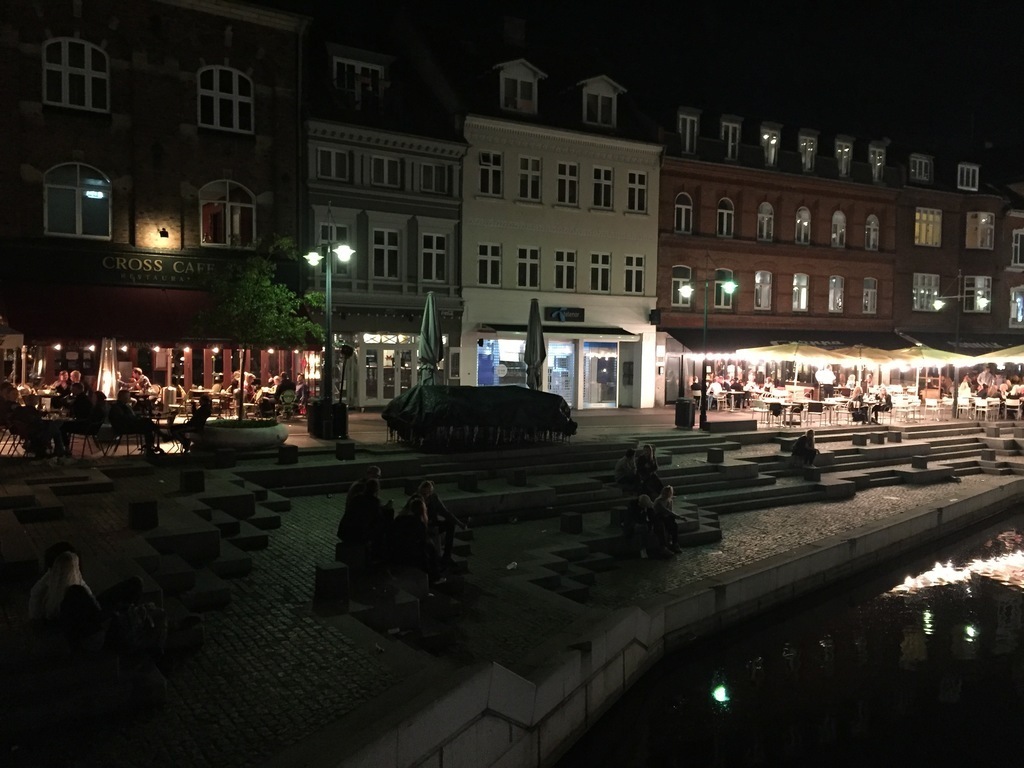 Evening time downtown with cafes (15 min bike)