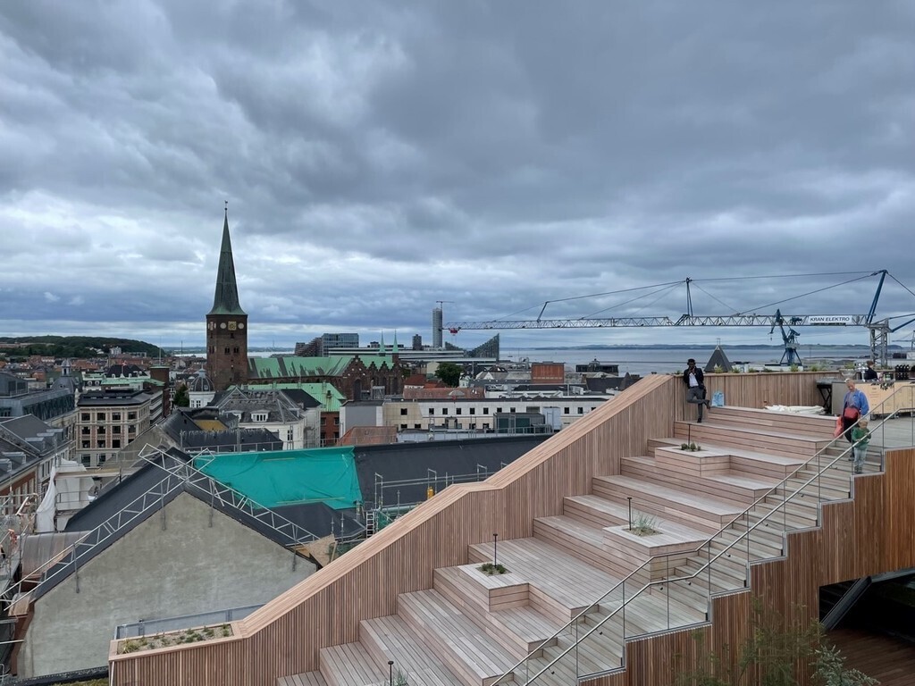 View to cathedral and bay from Salling Rooftop garden