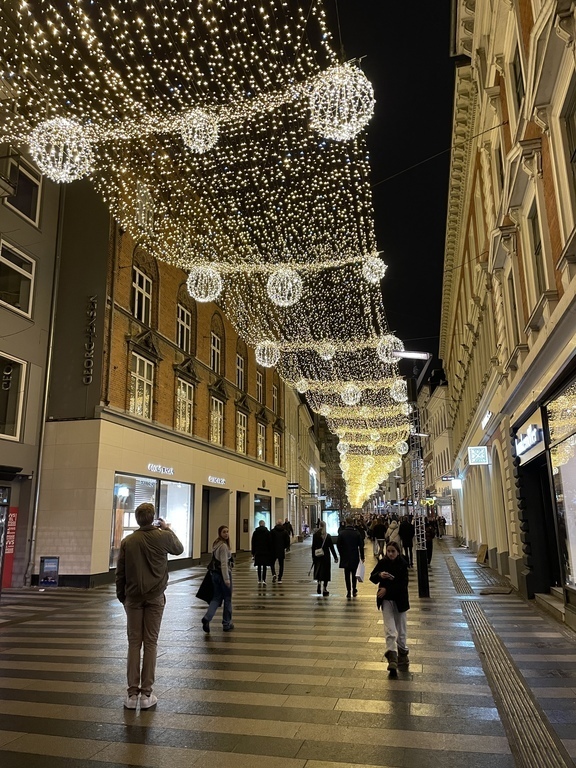 Strøget - main shopping street at Christmas time 