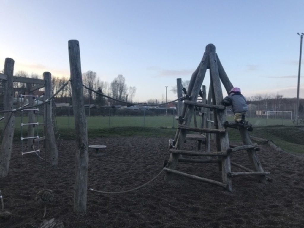 Playground and football field at the school (2 min walk)