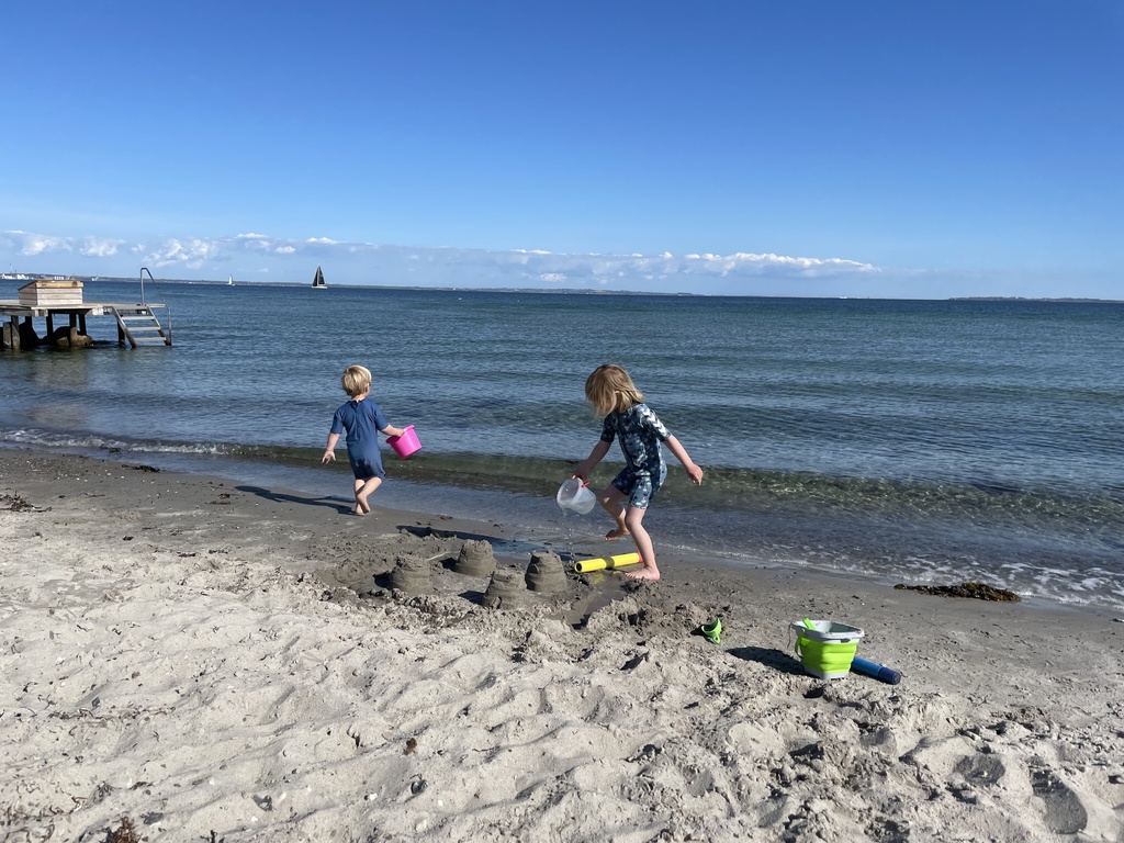 Playing at Snekkersten beach