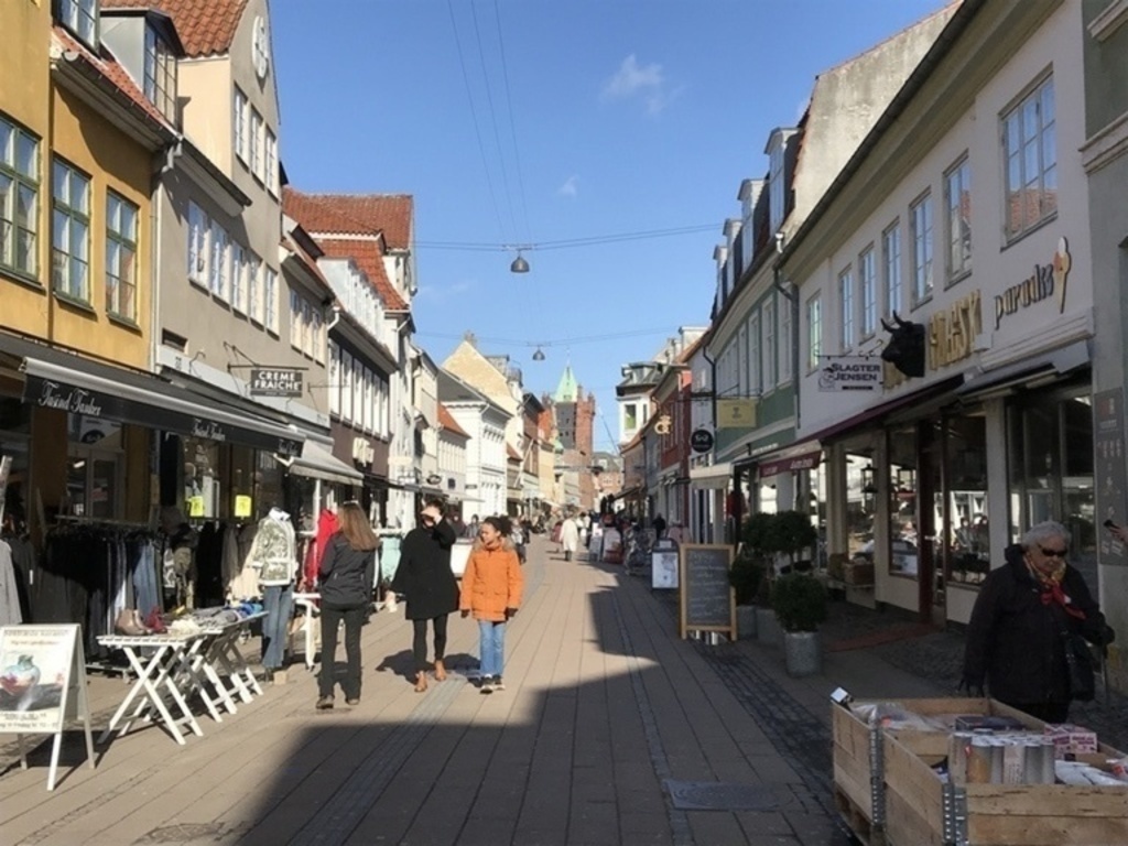 Main shopping street in Elsinore (10 min drive)