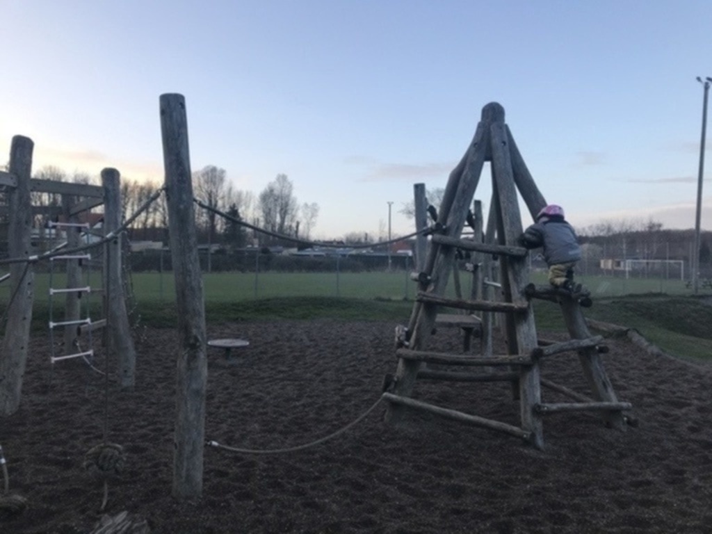 Playground and football field at the school (2 min walk)