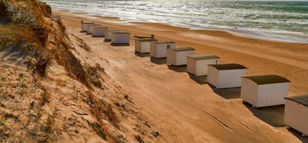 Blokhus beach on the west coast of Northern Jutland. You can reach the east coast in 30 minutes and the west cost in 40. 