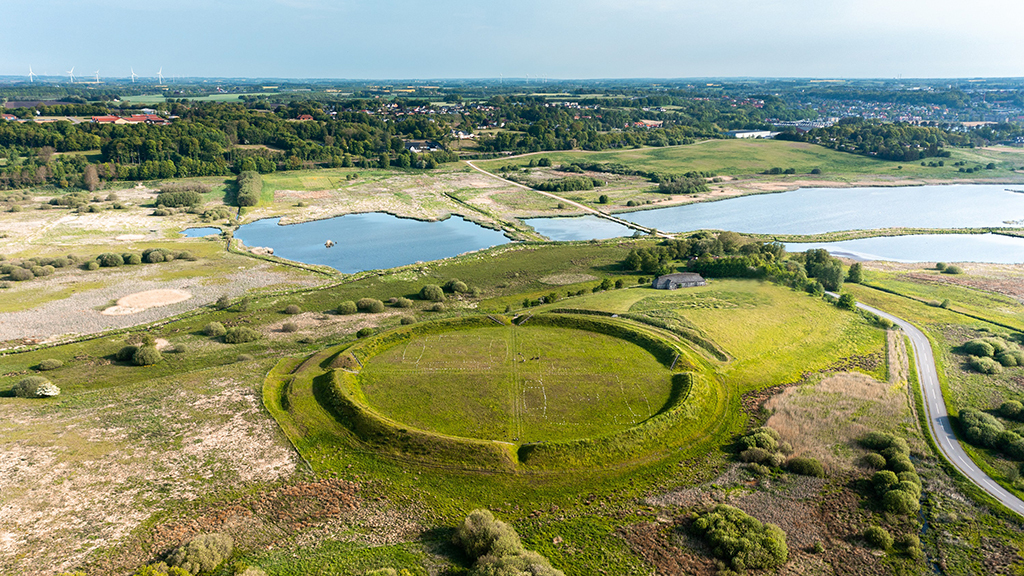 Fyrkat - remains of a ring fortress and reconstructed buildings from the viking age. 