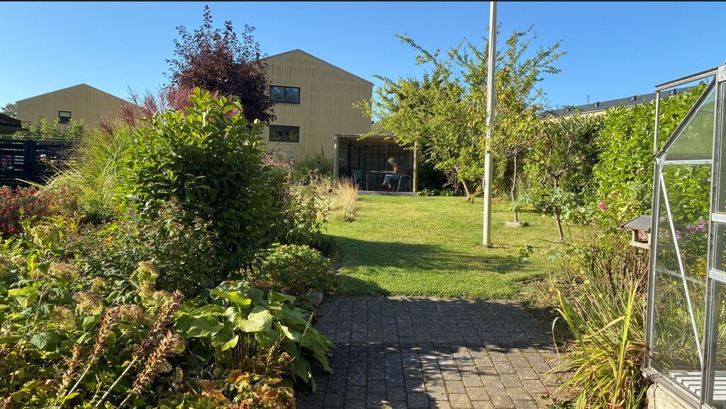 Garden view with shack