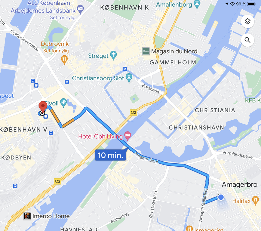 10 to 15 minutes frrom Central Station with bus nr. 5C