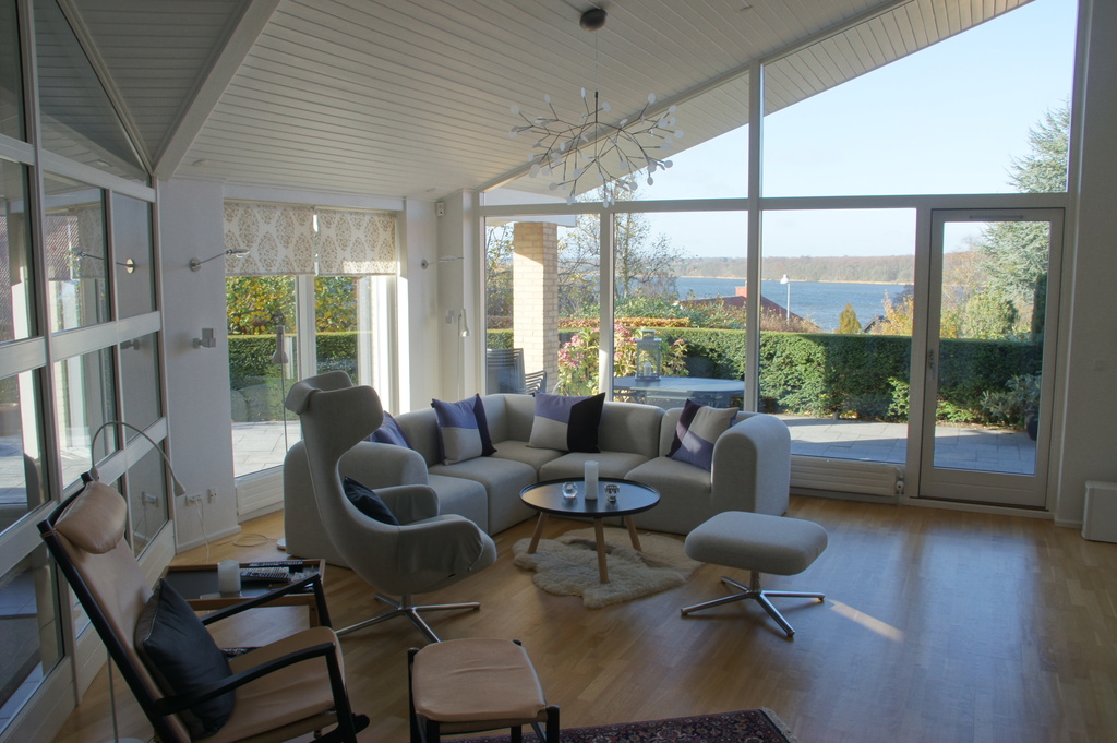 Living room with lake view