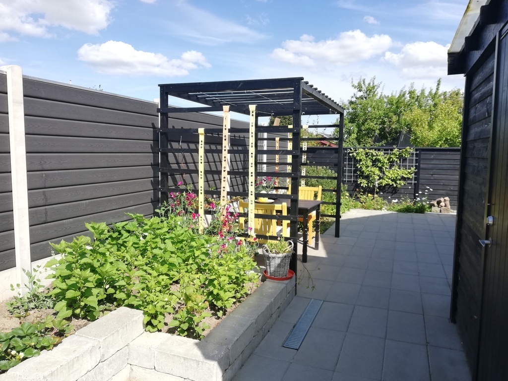 Backgarden with clothes-drying