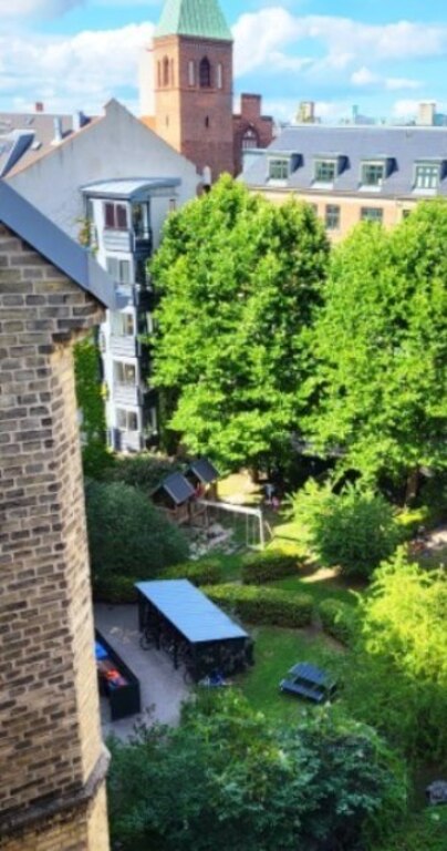 Hinterhofgarten mit Blick vom kleinen Schlaf - und Musikzimmer
