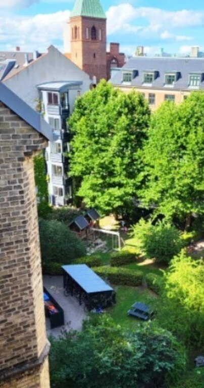 Hinterhofgarten mit Blick vom kleinen Schlaf - und Musikzimmer