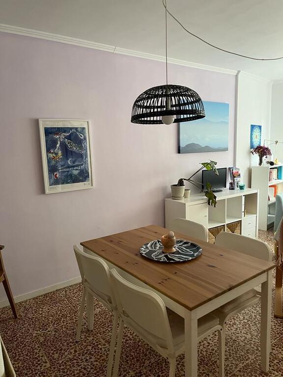 The dining area in the living room.