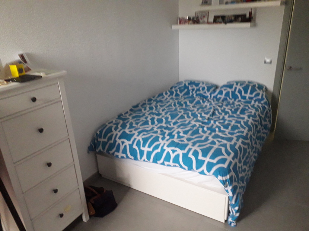 Second bedroom, view from the window. Bed size is 200 x 140cm.