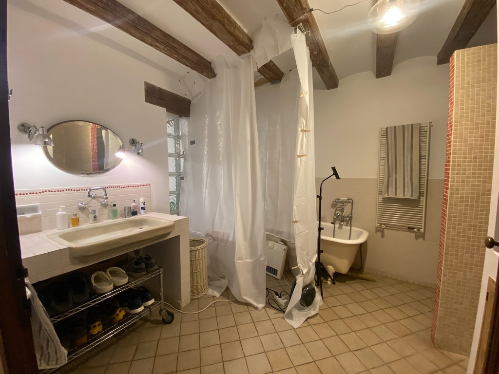 (Downstairs) Bathoom 2, with walk-in shower - 1/3. Note this plastic is for our son to do high-temperature bike training.