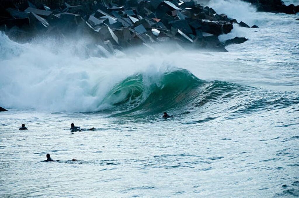 Surfing is a popular pastime here