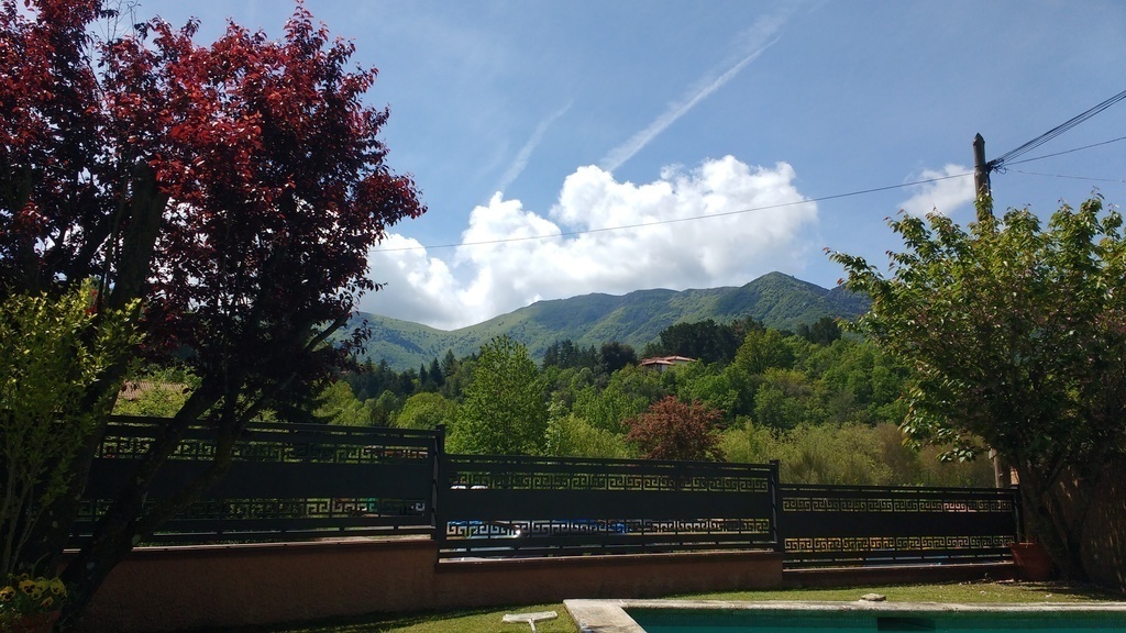 in  front of the apartment in Viladrau