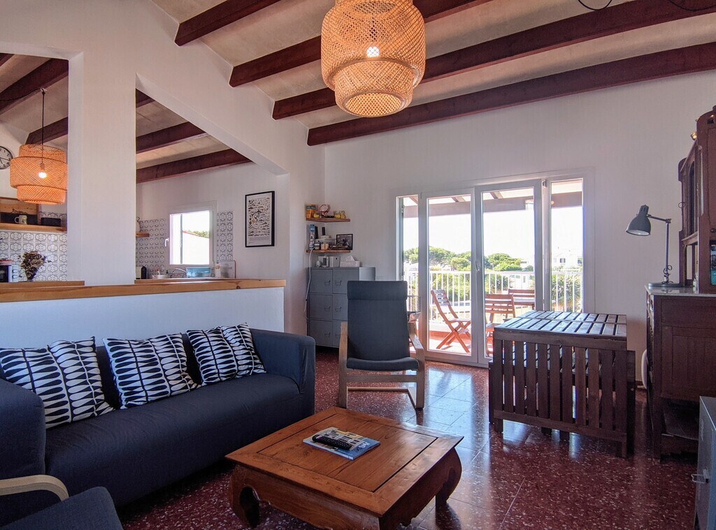 Living room and kitchen are on the first floor