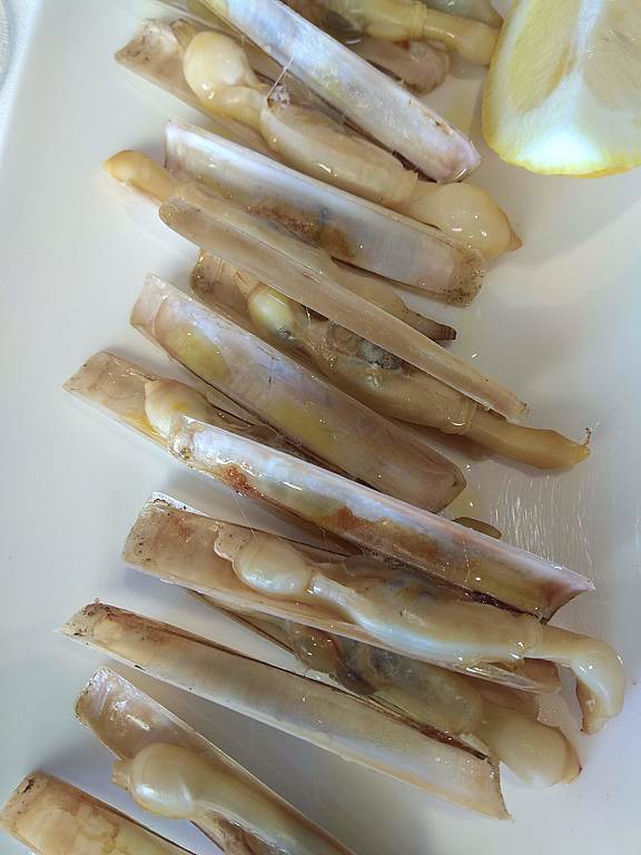 Razor shell, locally called "navajas". Delicious see food at affordable prices in local restaurants and tapa bars.
