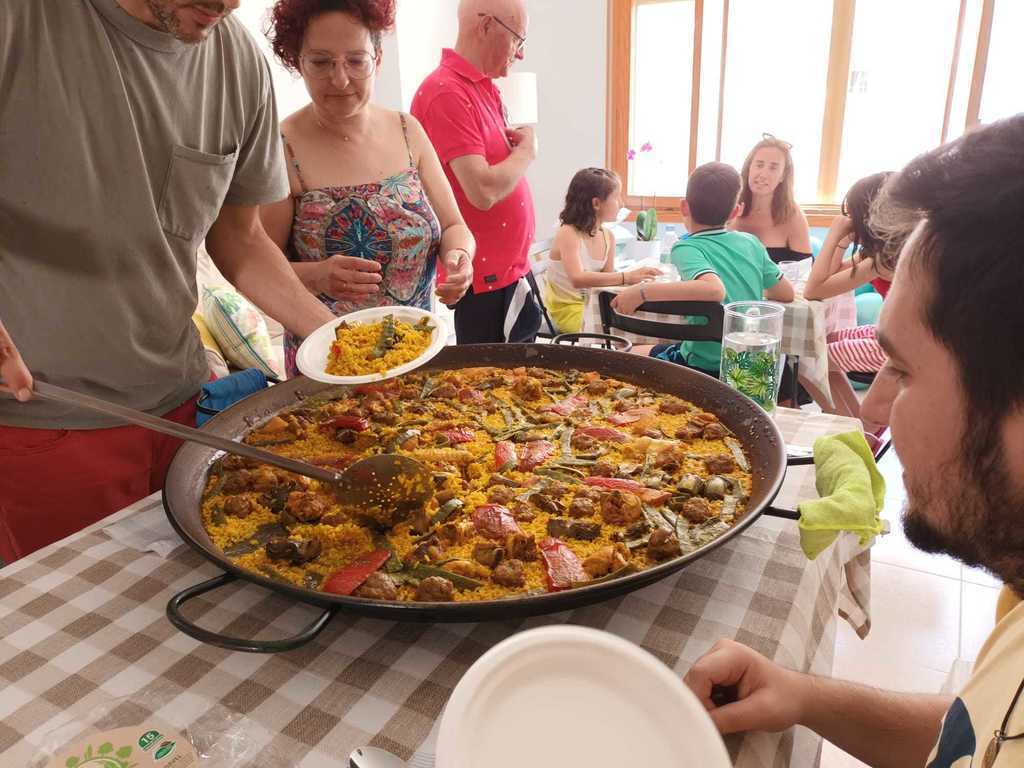 Paella at home with family and friends