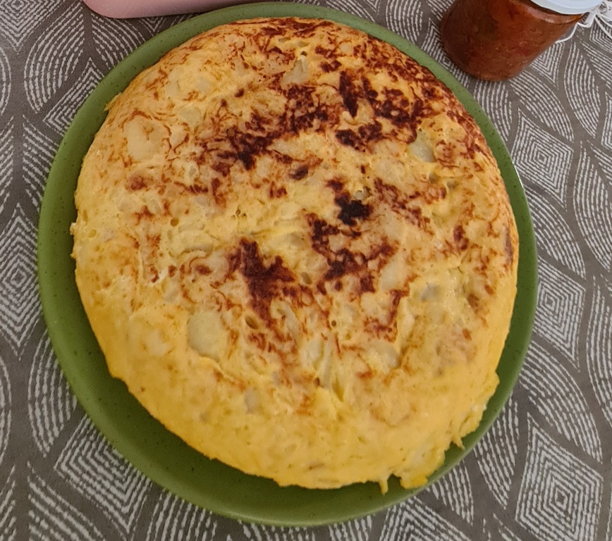 Spanish omelette cooked at home