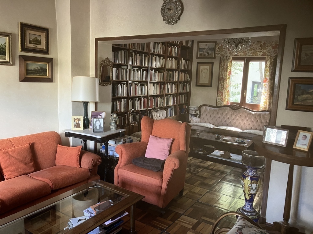 Living room with library