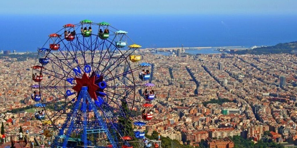 Tibidabo attractions park with wonderful views of Barcelona