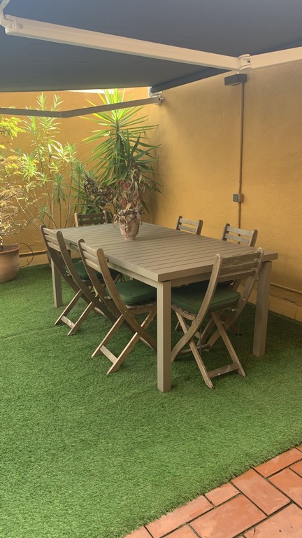 Patio: table with awning