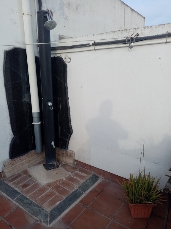 Solar shower on the roof terrace 