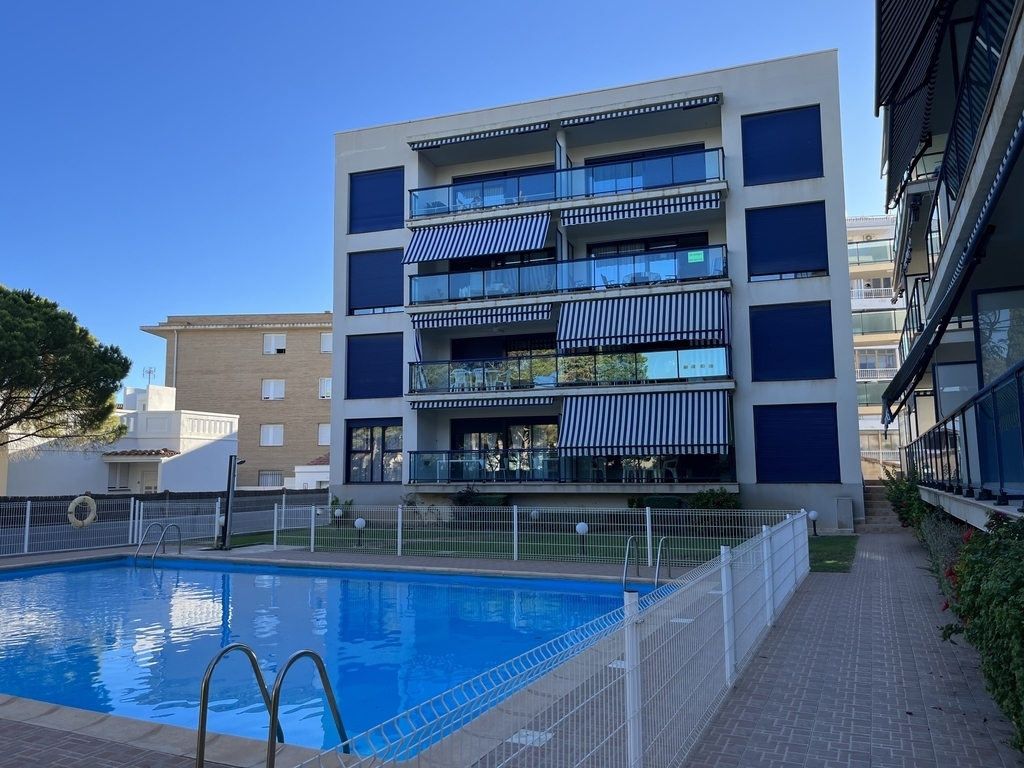 The building and its swimming pool