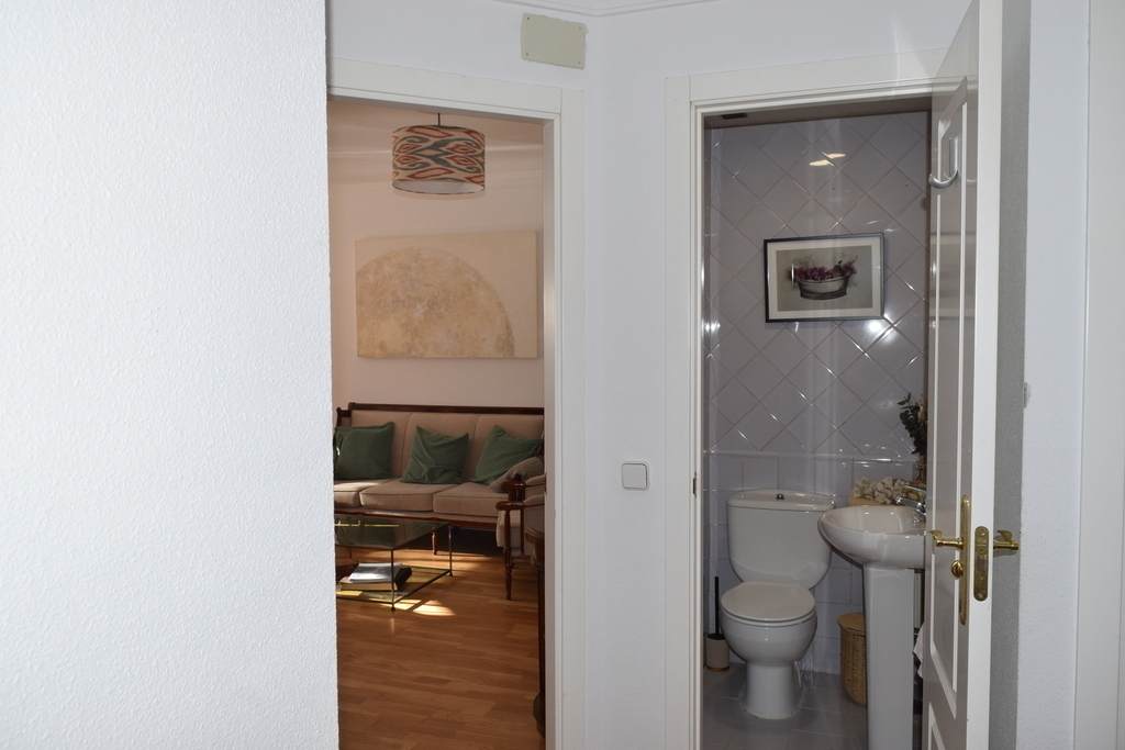 Door to living room and guest bathroom