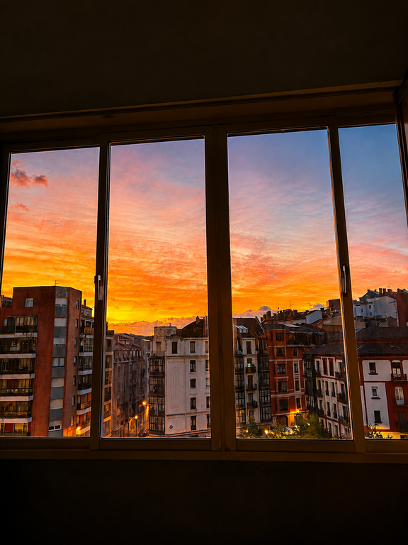 Beautiful sunrise from the apartment windows