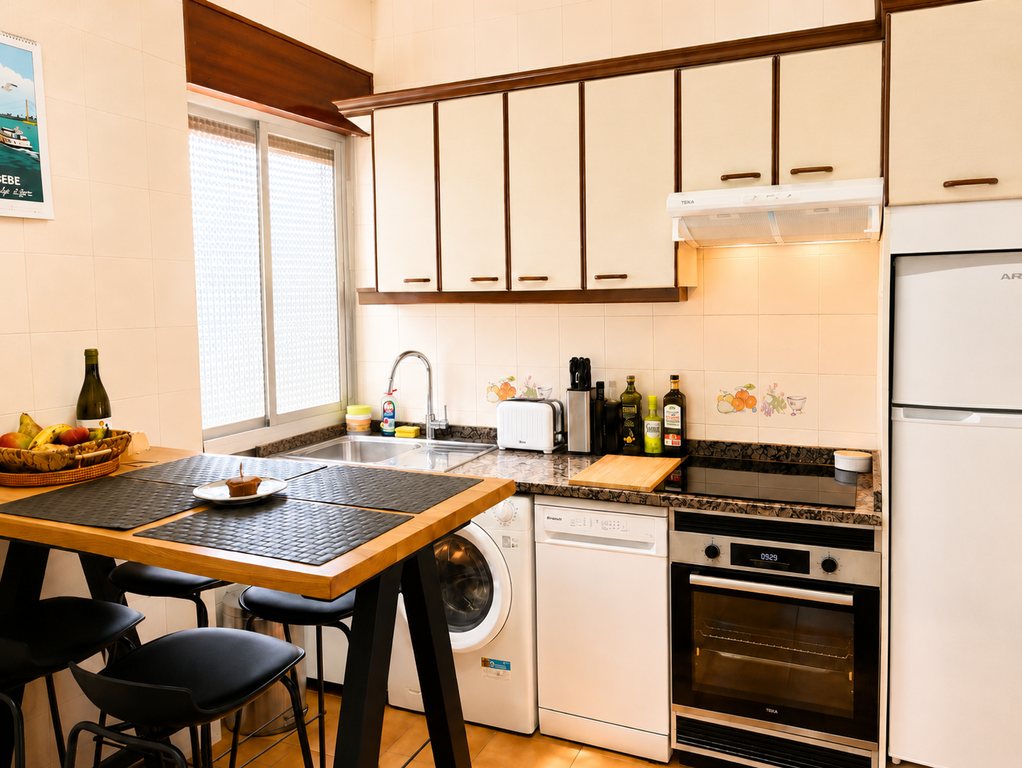 Fully equipped kitchen with breakfast bar