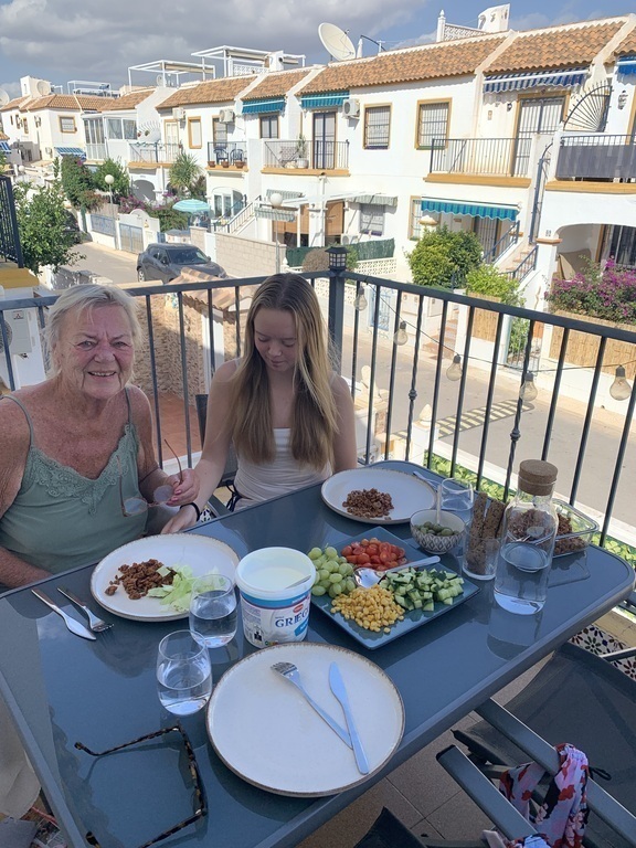 Our balcony - grandma visiting us