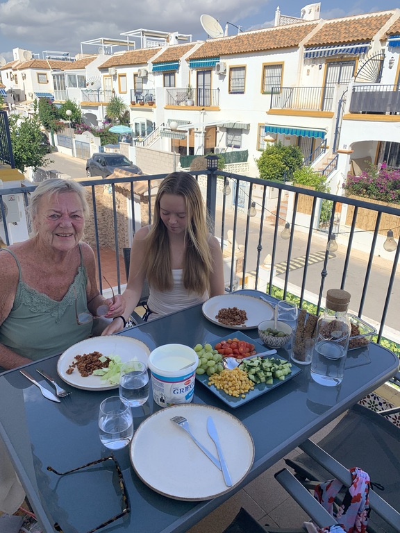 Our balcony - grandma visiting us