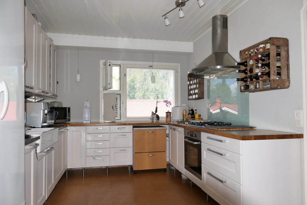 Kitchen with electric and gas stove