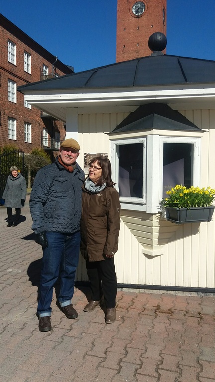 Leena and Rauno in Littoinen village near our flat
