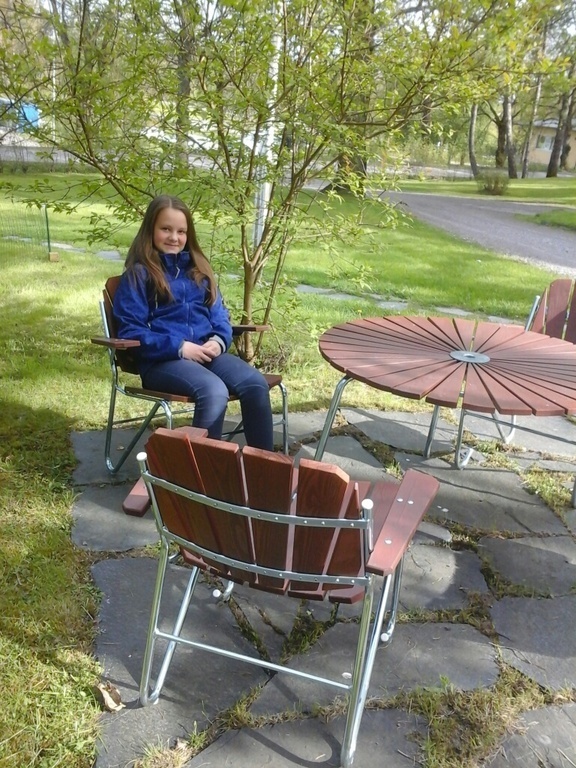 Venla in the yard of our house