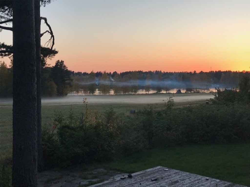 A foggy night view from the terrace. 