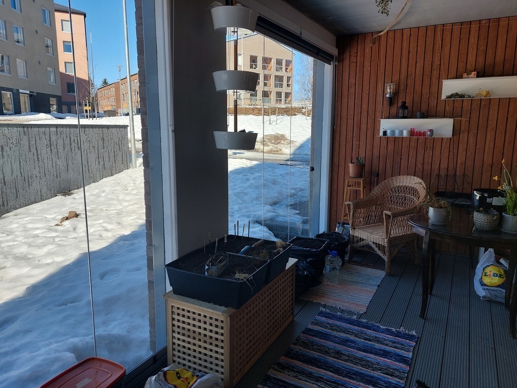 Terrace and children´s playground outside.