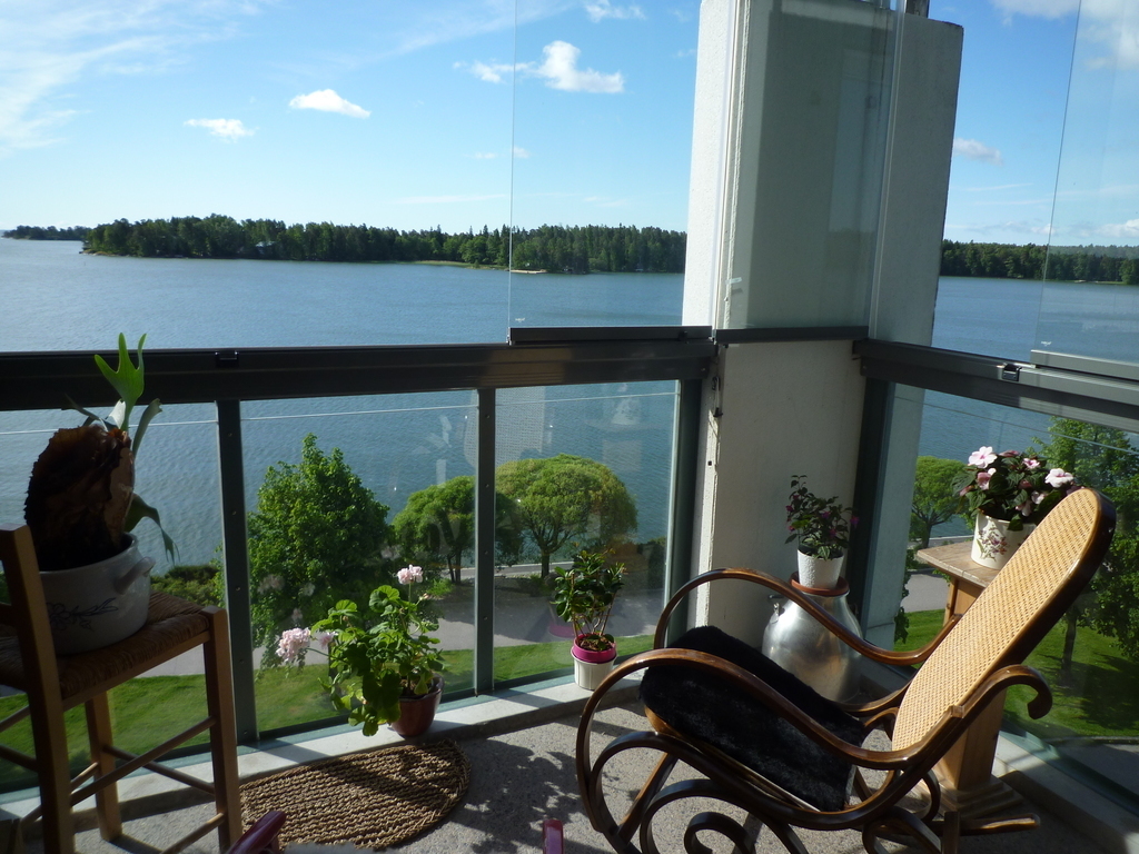 Balcony with glazing. A perfect spot for breakfast or afternoon coffee.