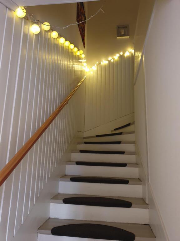 Stairs upstairs with rails