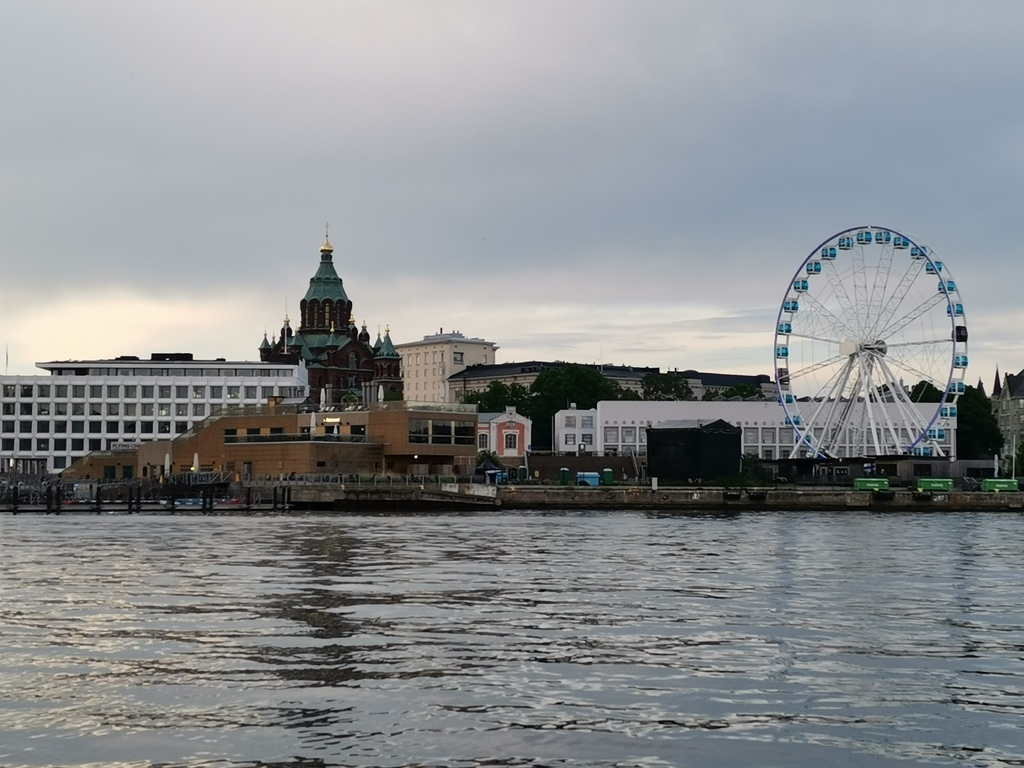 View from the sea to the marketplace in Helsinki. 