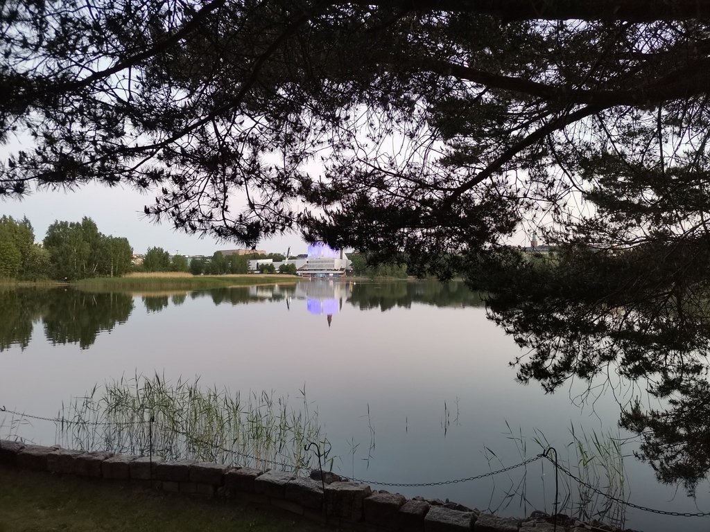 Beautiful summer night in Helsinki! Picture is taken towars the city center by the Töölönlahti.