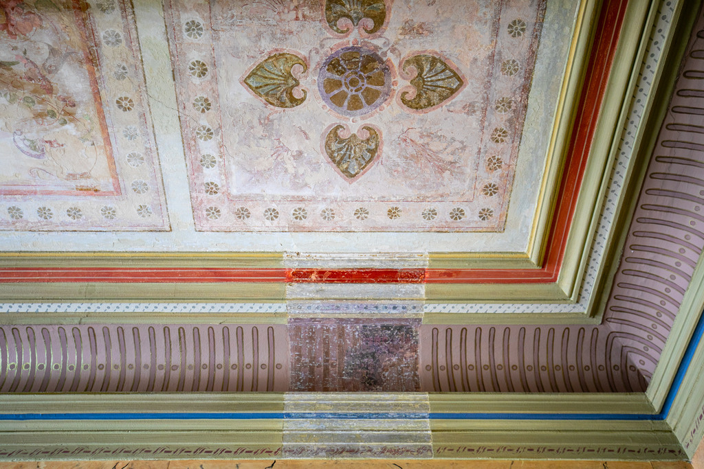 The staircase has been renovated to its former glory.