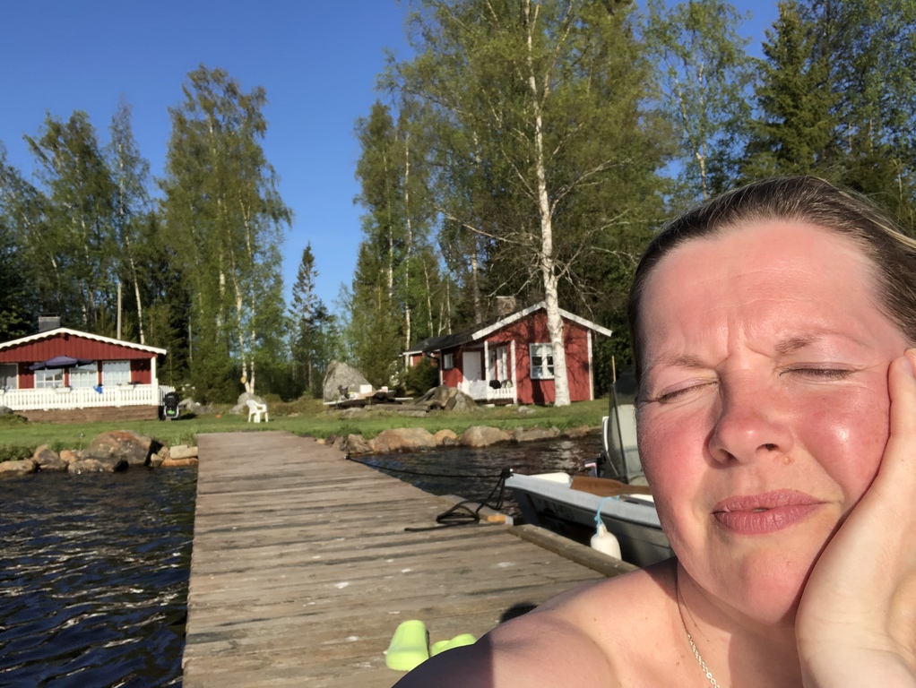 Sonja enjoying the vacation at the summer cottage