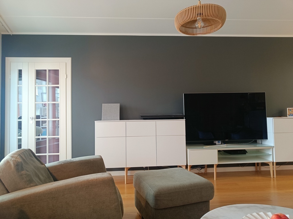 Living room, sofa p.o.v. (door to master bedroom on the left)