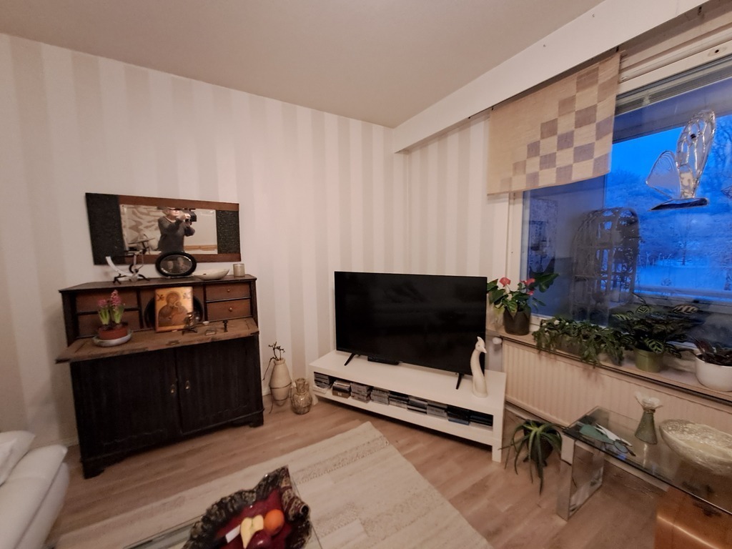 Olohuoneesta on ovi huoneen levyiselle parvekkeelle