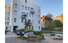Apartment windows and terrace door in the ground floor.
