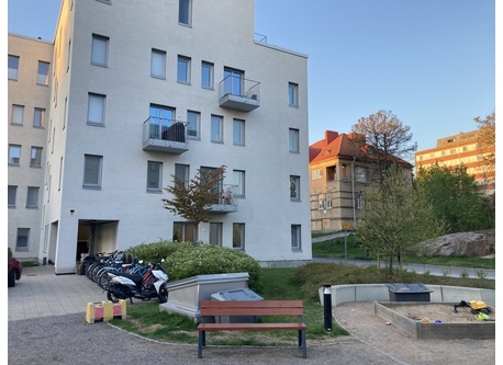 Apartment windows and terrace door in the ground floor.