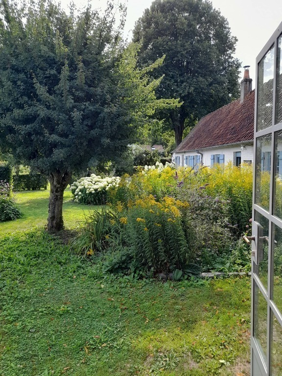 zicht op tuin vanuit veranda